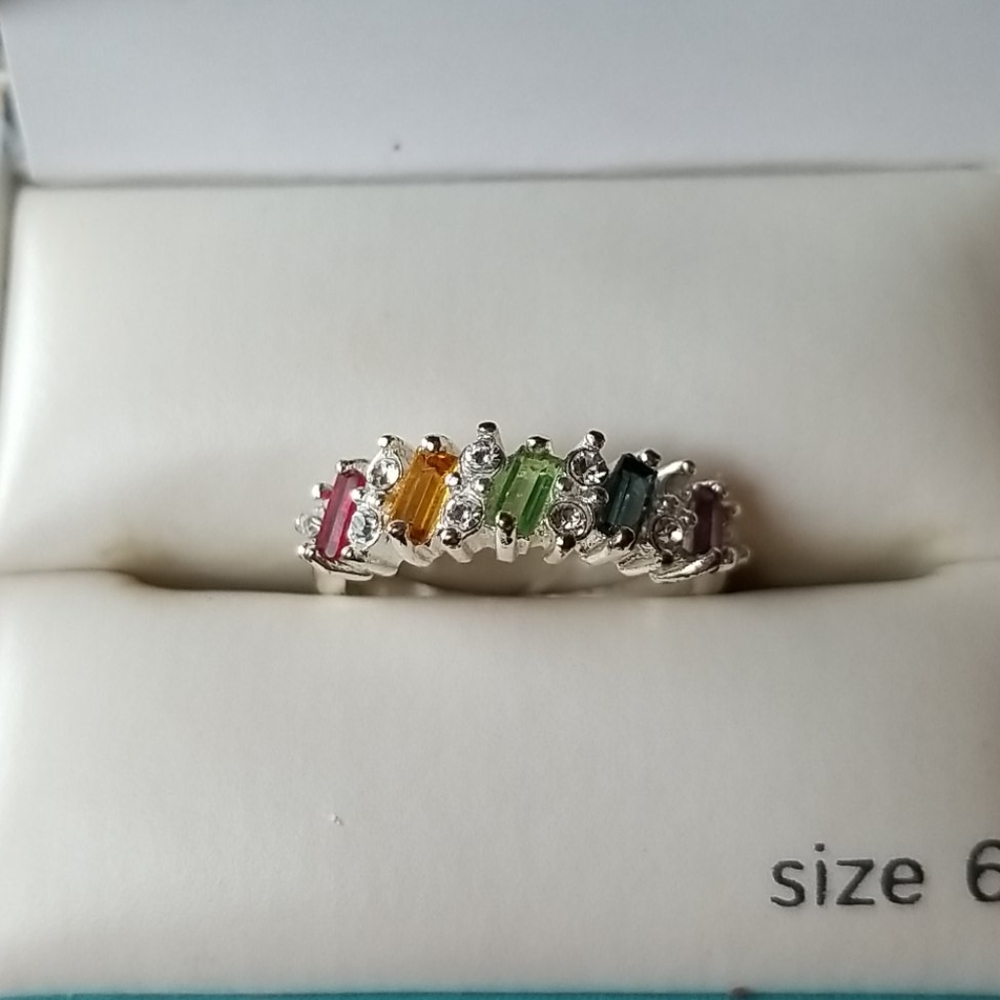 Silver Plated Rainbow Ring